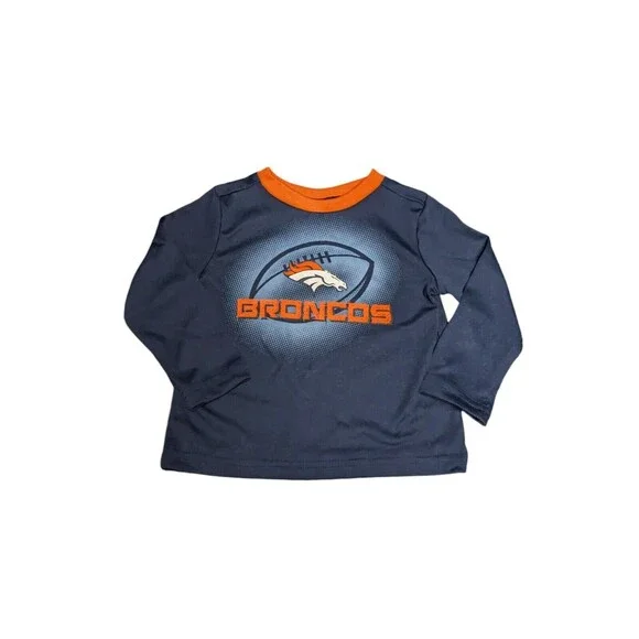 NFL Tshirt 2T Kid's Blue Denver Broncos Football Long Sleeve Team Apparel - Picture 1 of 6